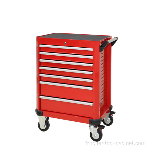 Armoire à outils roulante rouge à 7 tiroirs